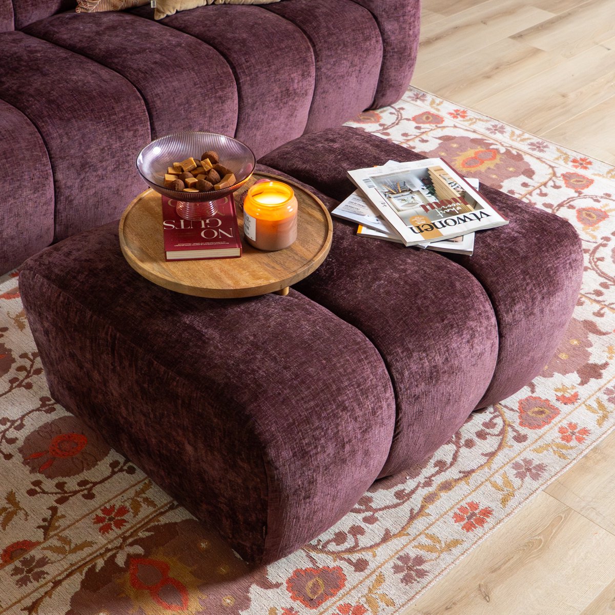 Bronx71® Hocker Luca chenille paars