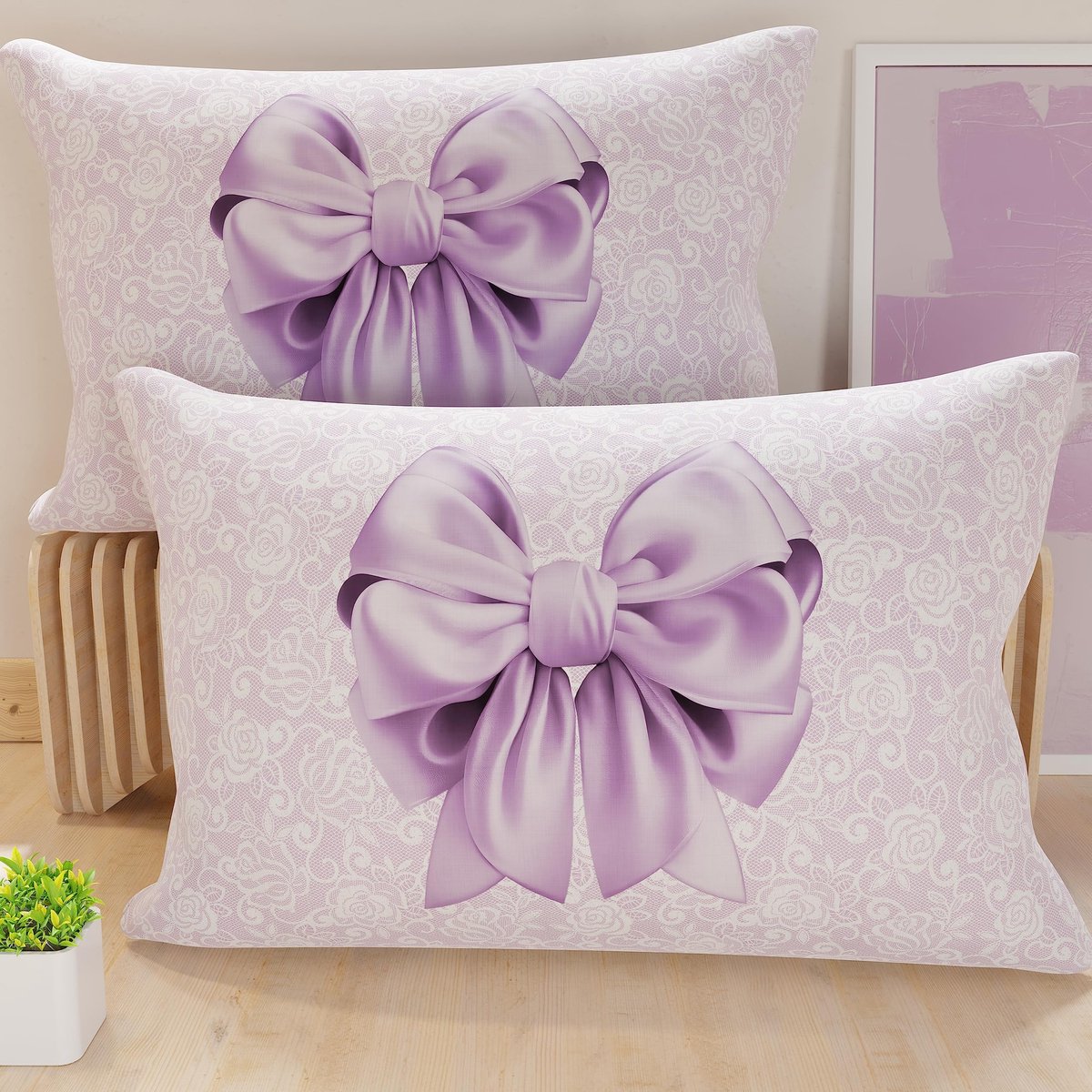 Unyqoos Set van twee decoratieve kussenhoezen 80x50 cm met modern ontwerp Roze