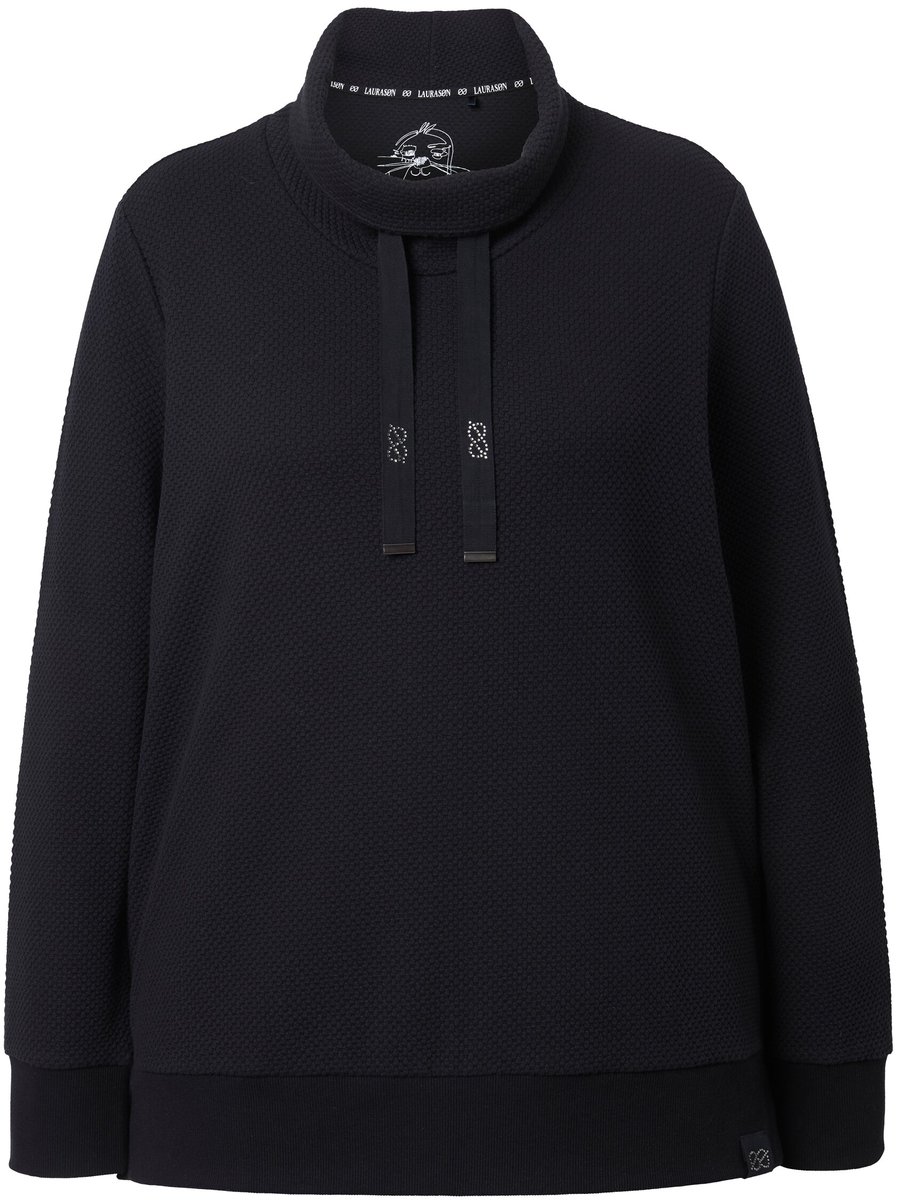 Laurasøn - Dames - Sweatshirt met hoge kraag lange mouw jaquardstof - Grafiet - Maat 40+