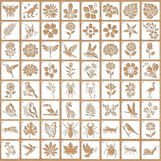 Set van 8 herbruikbare kunststof sjablonen - 5-punts ster - groot wandsjabloon voor schilderen en kamerdecoratie - doe-het-zelf wandmeubels