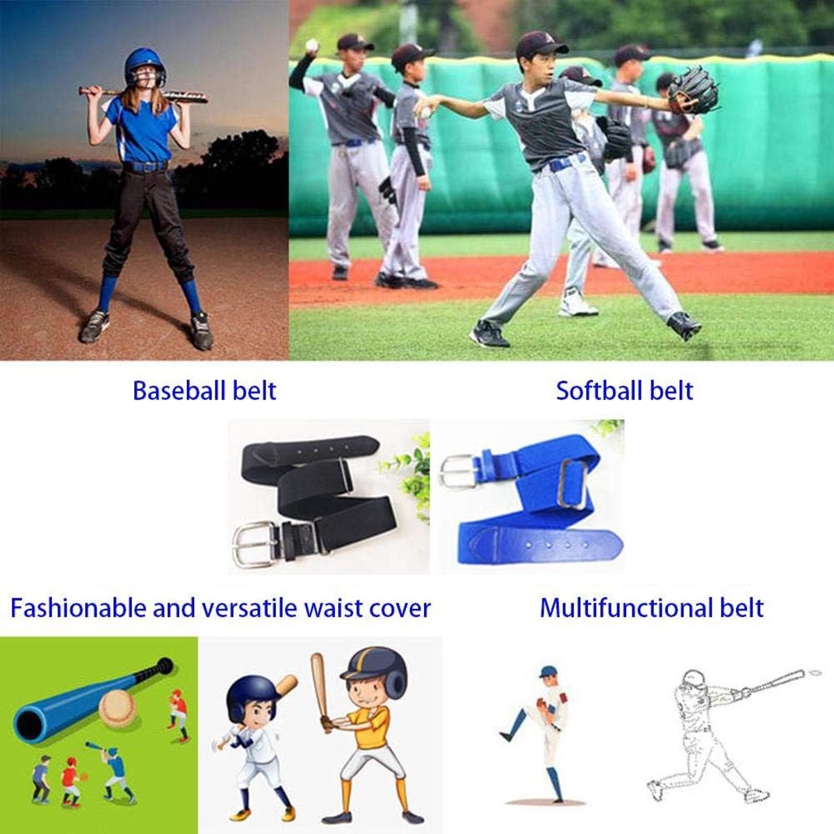 Elite Baseball Softball Strap - Verstelbare Heupgordel voor Tieners en Volwassenen - Zwart