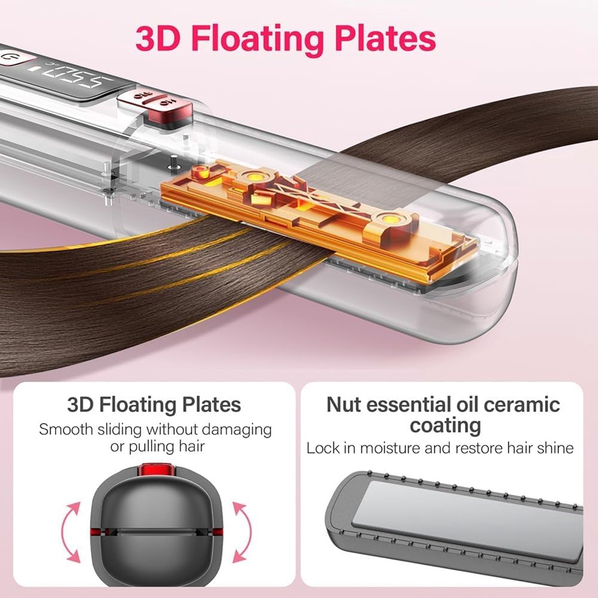Draadloze 2-in-1 Stijltang en Krultang met 6 Temperatuurstanden - afbeelding 3