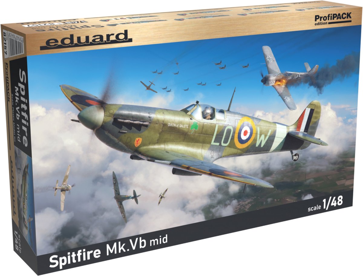 Eduard Modelbouwpakket Vliegtuigen - 82157 Supermarine Spitfire Mk.Vb mid - ProfiPACK Edition WWII - Brits Propellervliegtuig Plastic - 1:48 - Modelbouw