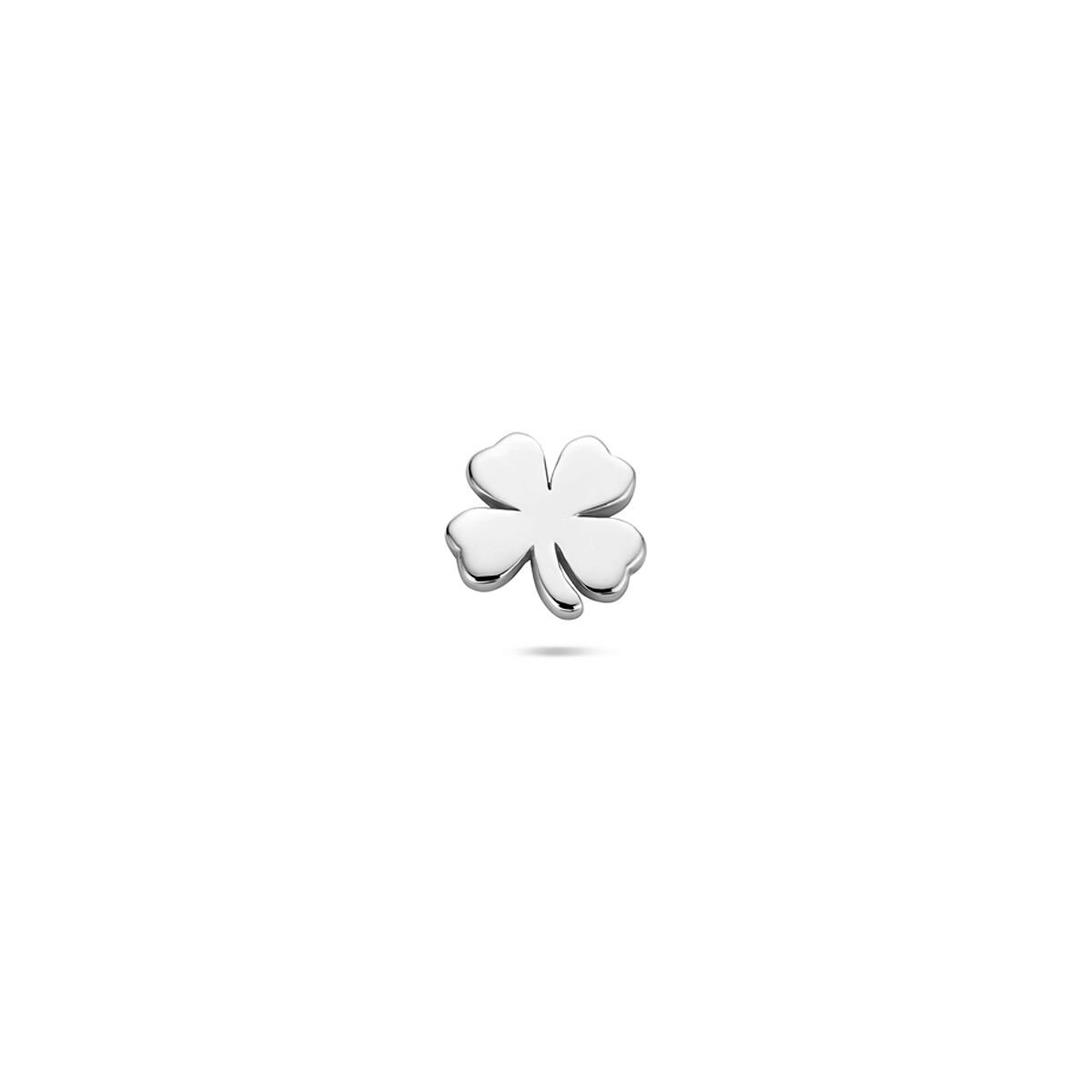 Zilveren gerhodineerde flat back piercing klavertje 6 mm - 1342185