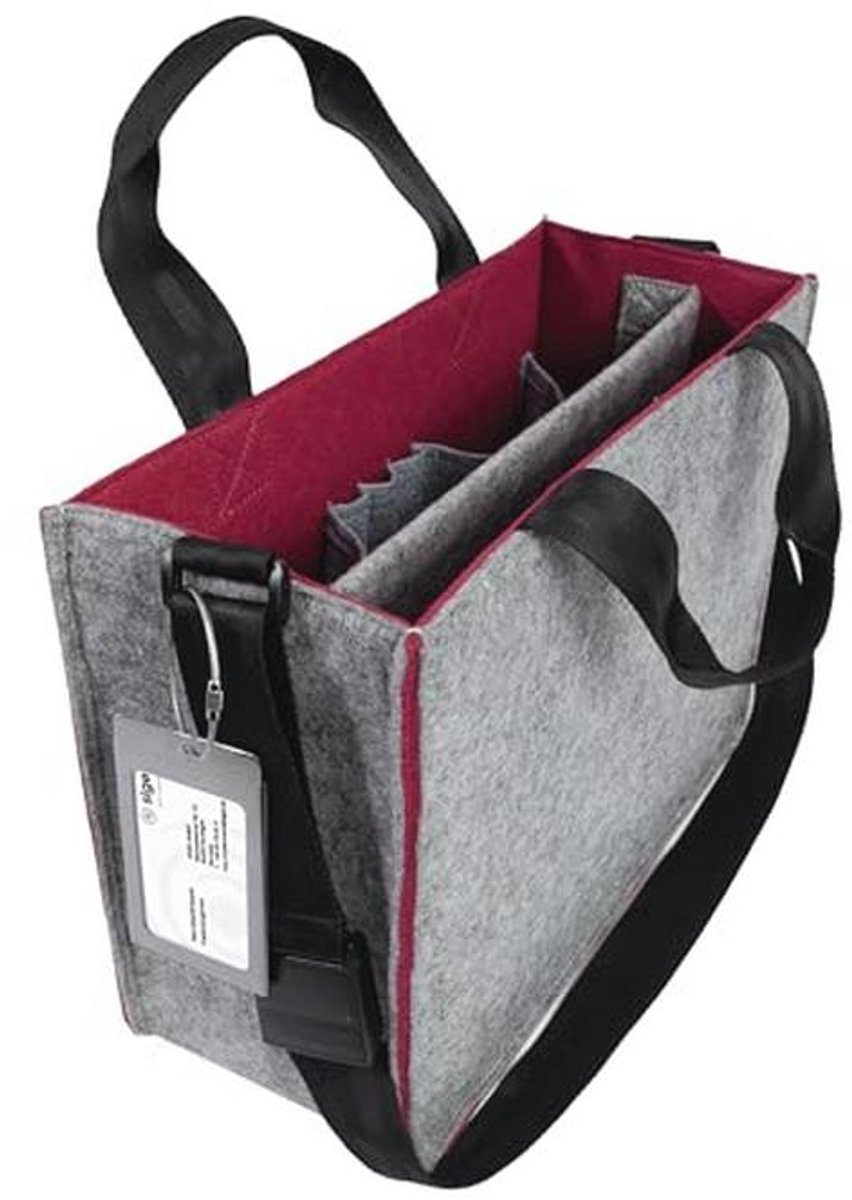 Draagbare en praktische Desk Sharing Tas voor Laptop tot 15,4 inch - Grijs/Dieprood