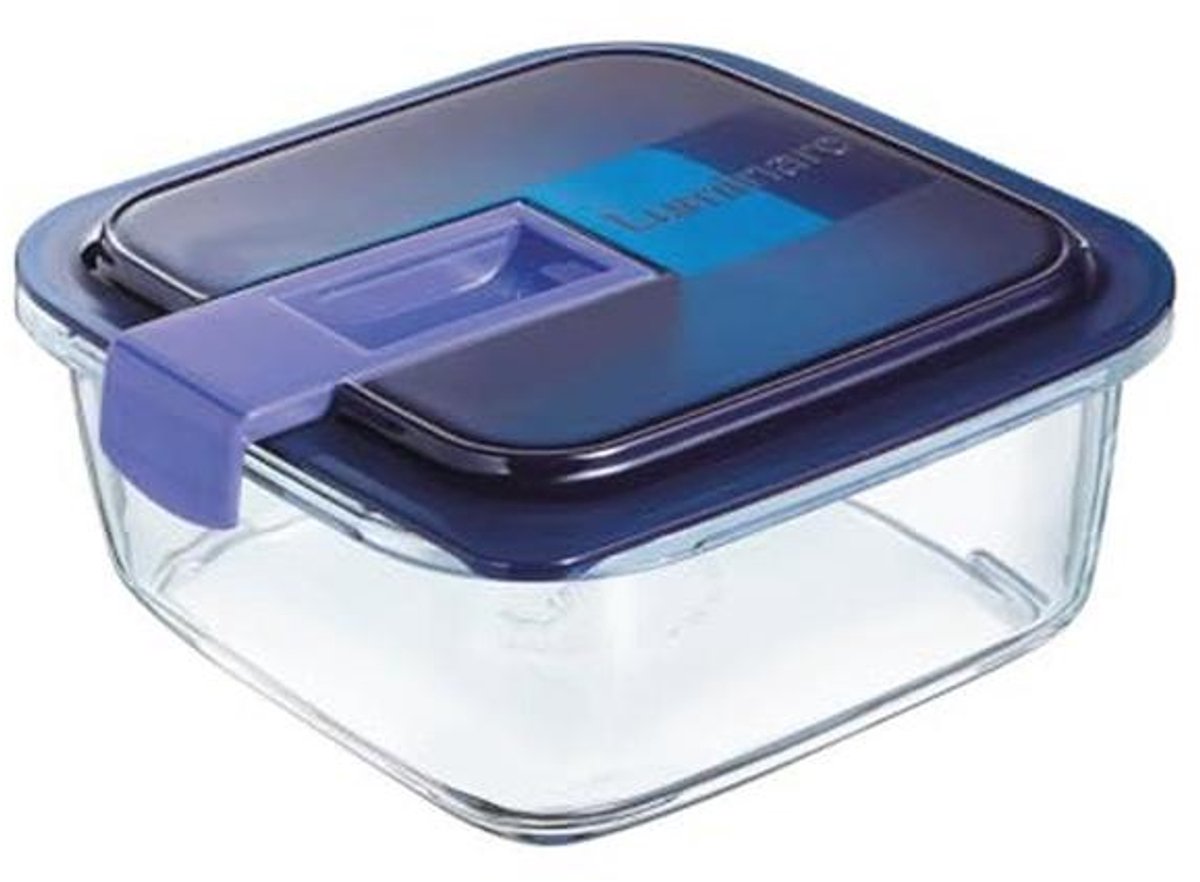 Luchtdichte vierkante glazen container 18 x 18,5 x 7 cm