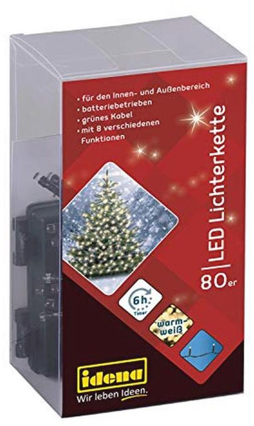 Lumineo Twinkle Lichtsnoer, compact, warmwit/kleurrijk, 1000 leds, 22,5 meter, groene kabel, voor binnen en buiten, timer, IP44 bescherming, 10 verschillende lichtfuncties