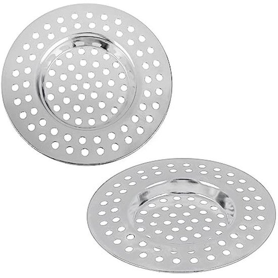 2 Stuks Roestvrijstalen Gootsteen Zeef - Douche Afvoer Covers en Haar