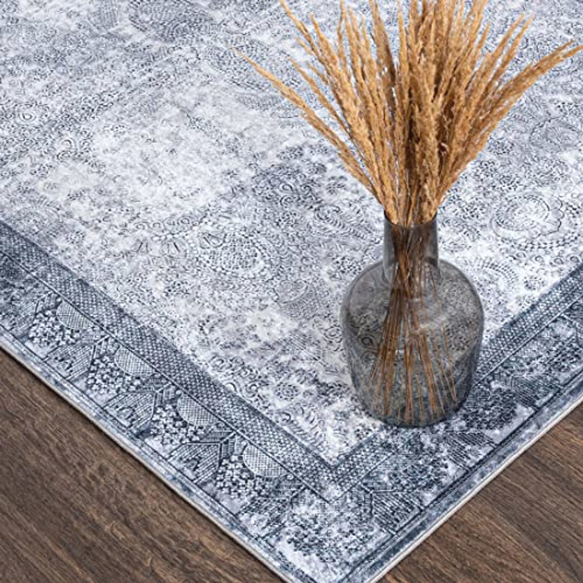 Vintage Tapijt Grijs 80x150 cm - Elegant en Allergievriendelijk - Geschikt voor Vloerverwa