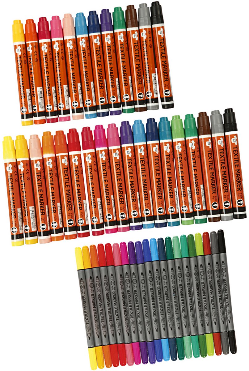 Creativ Company textielstiften set - 50 kleuren permanente markers.