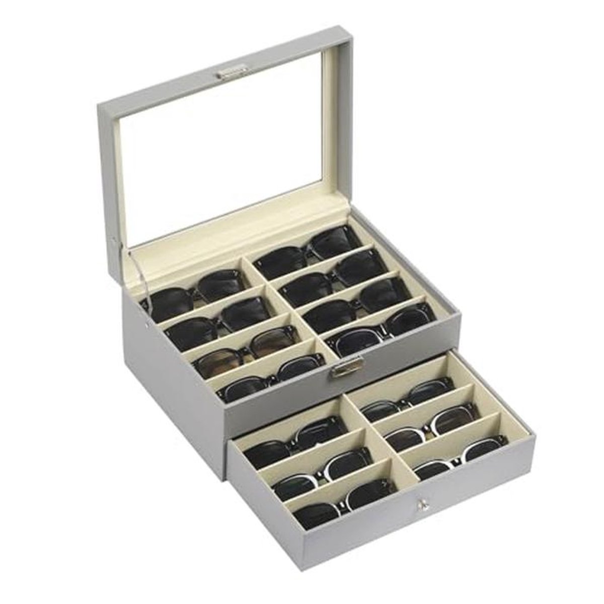 Brillen Opslag en Zonnebril Display Organizer met Afsluitbare Case