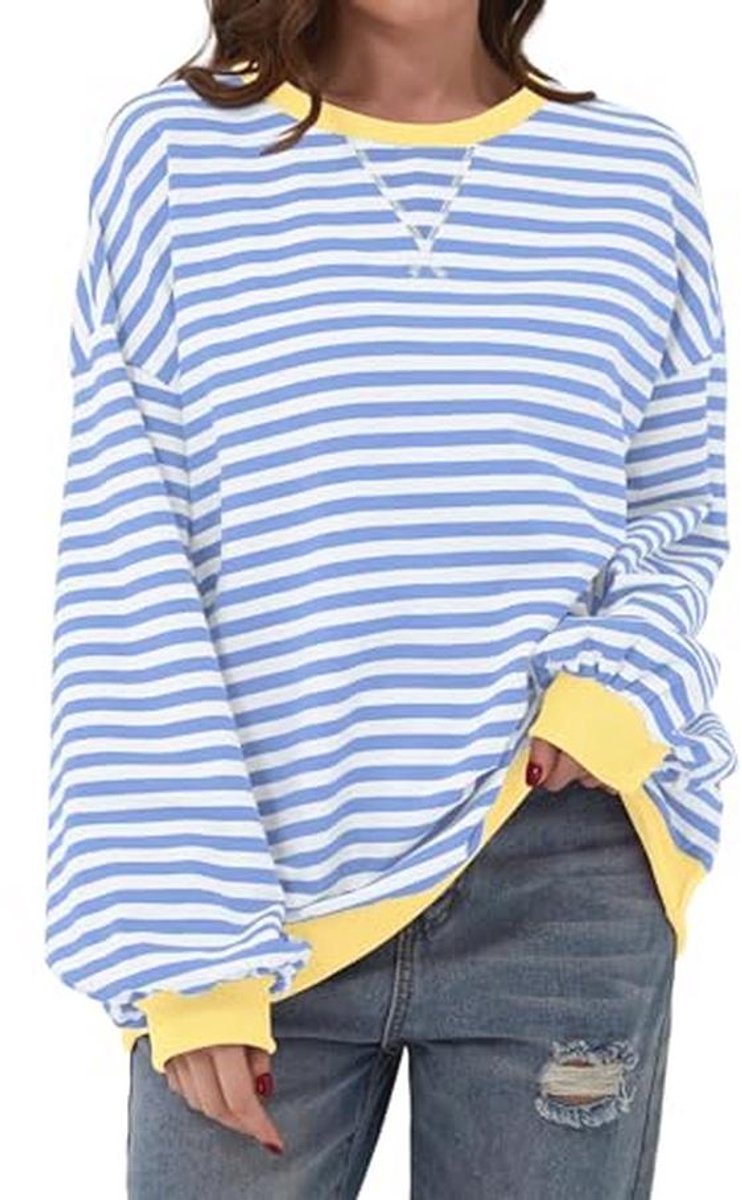 Dames Oversized Sweatshirt met Contrasterende Kleuren - Casual Top voor Herfst en Winter