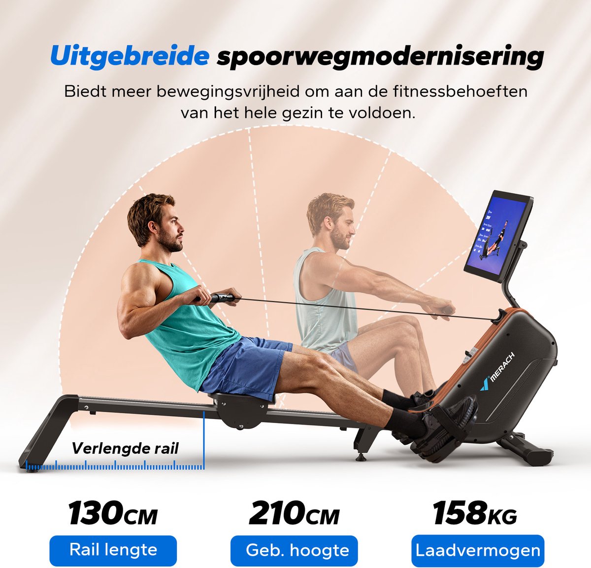 MERACH Roeimachine met HD-Display, Roeitrainer met 16 - afbeelding 2