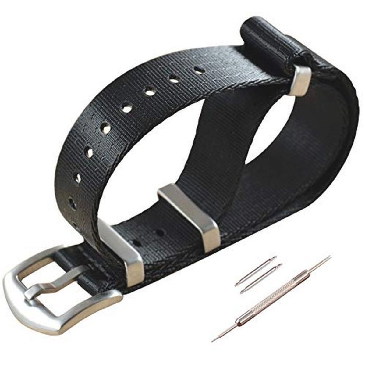 Nylon Horlogebanden Vervanging met Geborstelde Gesp - 18mm tot 24mm