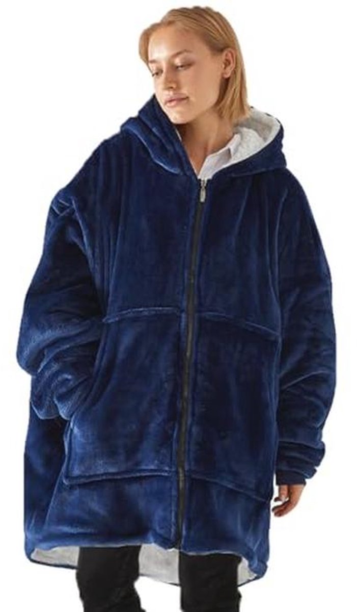 Capuchontrui deken hoodie - oversized warme fleece pullover voor dames