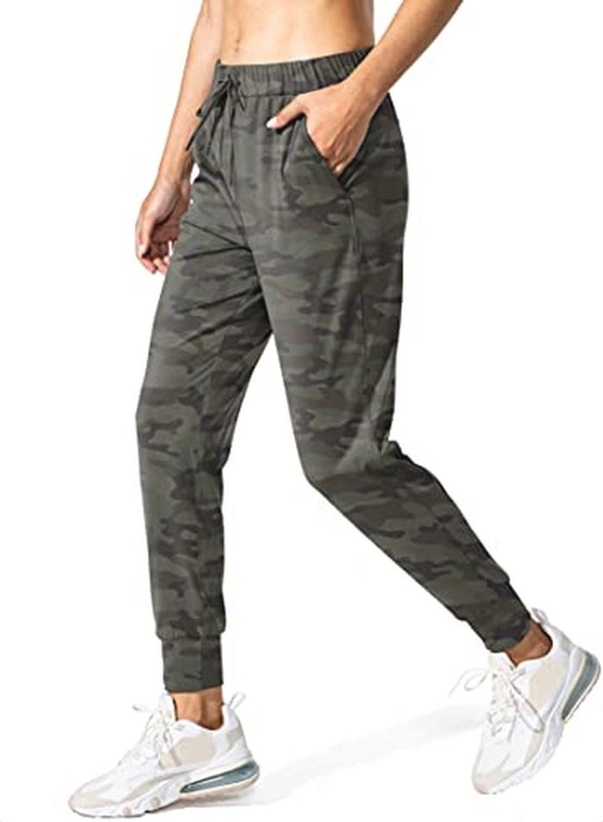 Dames Joggers Broek met Zakken en Trekkoord – Camo Donker Olijf Multi