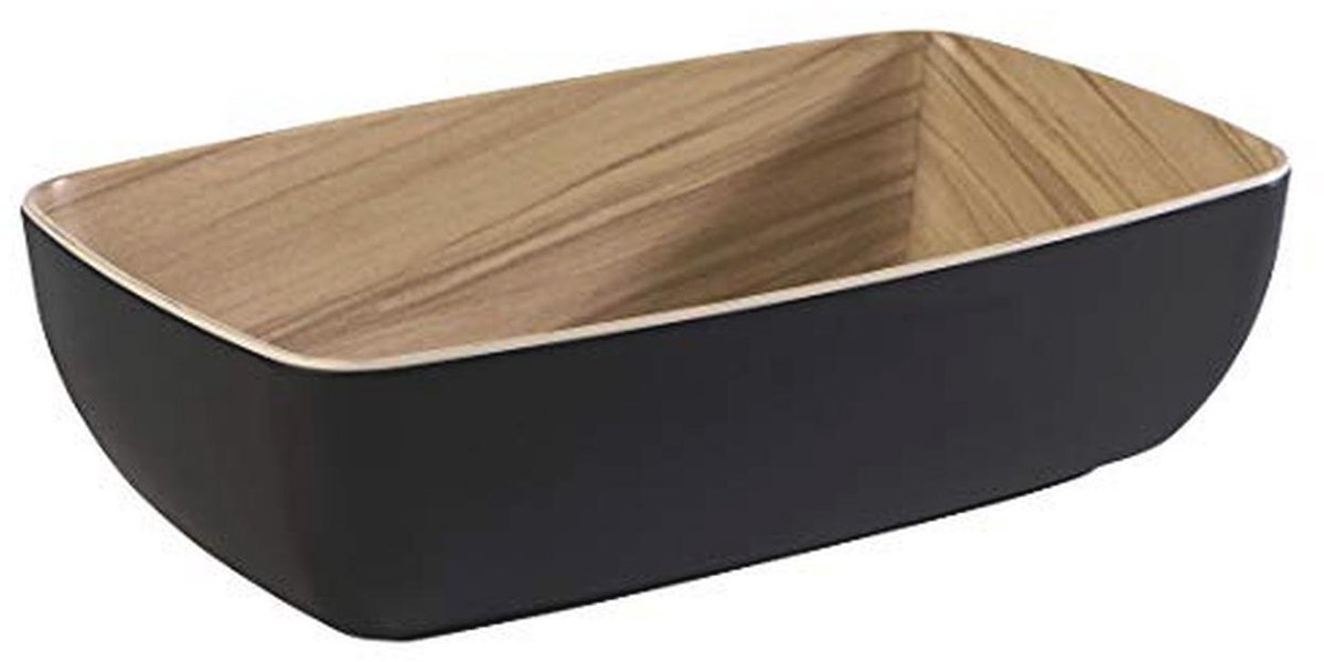 Melamine schaal 1/4 schaal - Zwart, 1,8 liter inhoud, 26,5 x 16,2 cm
