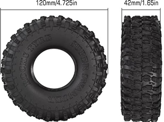 1,9 inch RC Banden Set voor 1/10 RC Crawler - Slijtvast, Duurzaam en Met Uitstekende Tractie — afbeelding 2