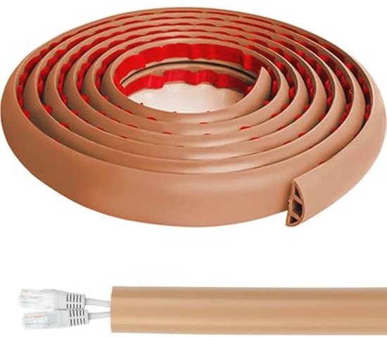 Eapele 10ft vloerkabelbeschermer, zware PVC-buis gemakkelijk uit te rollen, voorkomen reisgevaar voor thuiskantoor of buiteninstellingen