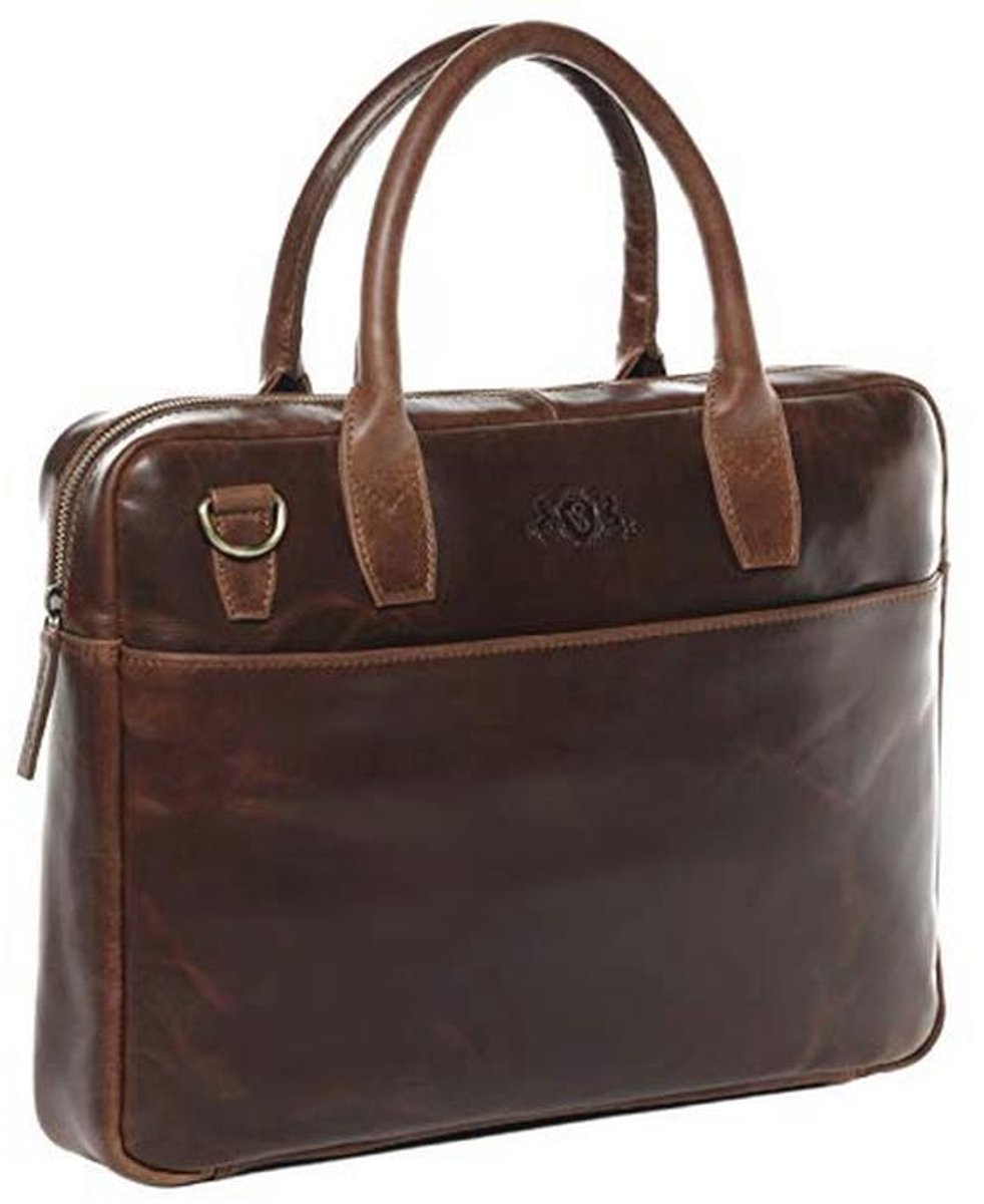 Laptoptas voor Heren en Dames van Hoogwaardig Leer - Smal en Handgemaakt met Laptopvak (17 inch)