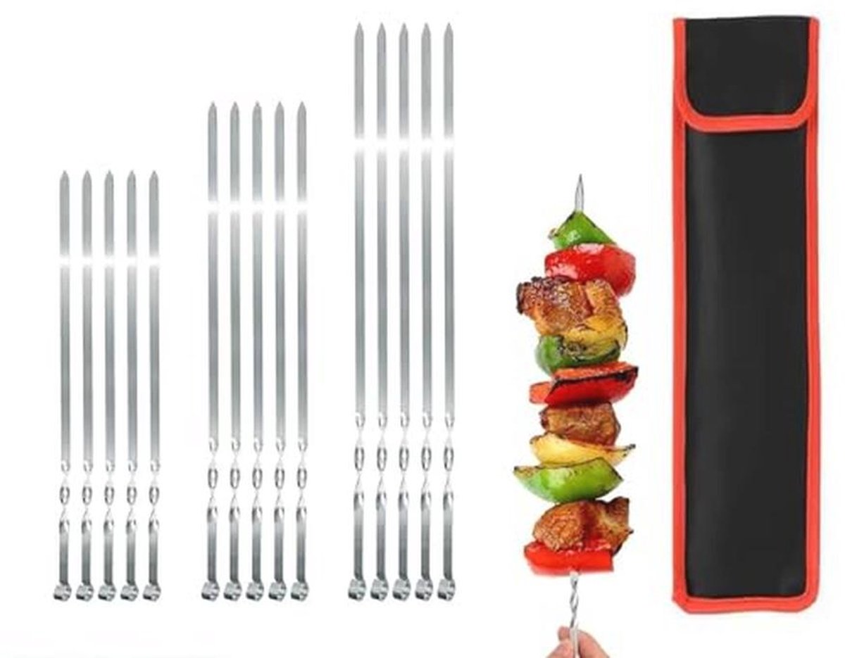 Roestvrij Stalen Grillspiesen - 20 Stuks van 60 cm - Duurzaam en Herbruikbaar