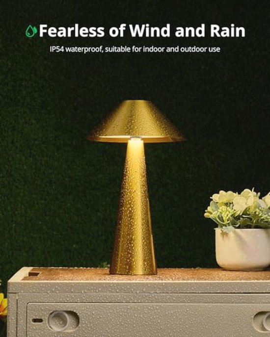 Draadloze LED Nachtlampjes Gouden Kleur - 2 Stuks, Oplaadbaar, Magnetisch, Draagbaar, IP54 — afbeelding 2