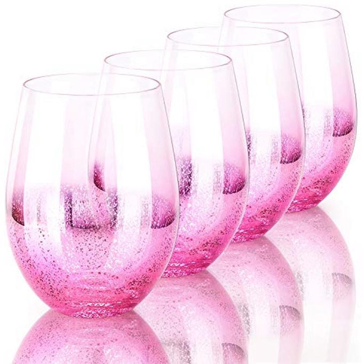 Set van 4 Cocktailglazen - 18 oz Roze Glanzend Drinkglazen voor Bier, Wijn en Sap