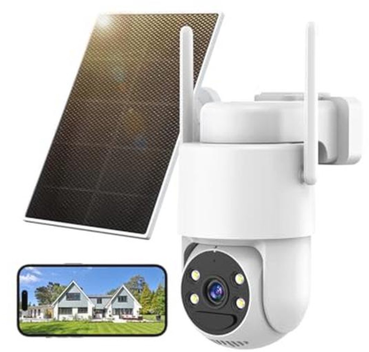 2K 3MP Bewakingscamera voor Buiten met Zonne-Accu en 360° PTZ