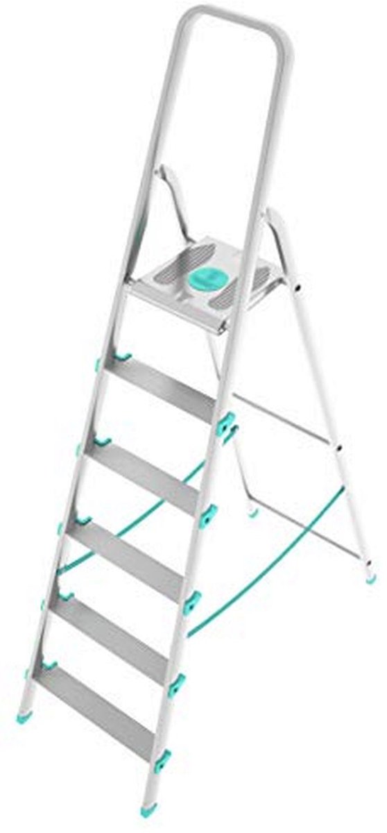 Aluminium Ladder - 6 Treden - Veilig Klussen - Antislip Treden - 201 cm - Zilver