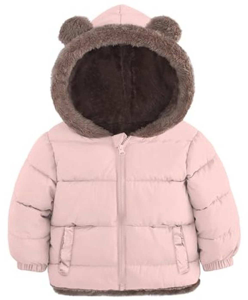 Babyjas voor jongens en meisjes met pluche berenoren - Winterjas met capuchon en zakken