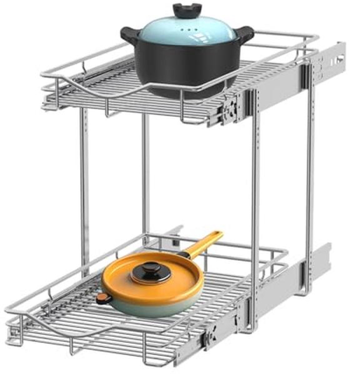 Uittrekbare kastorganizer met 2 niveaus - Ideaal voor keuken en badkamer
