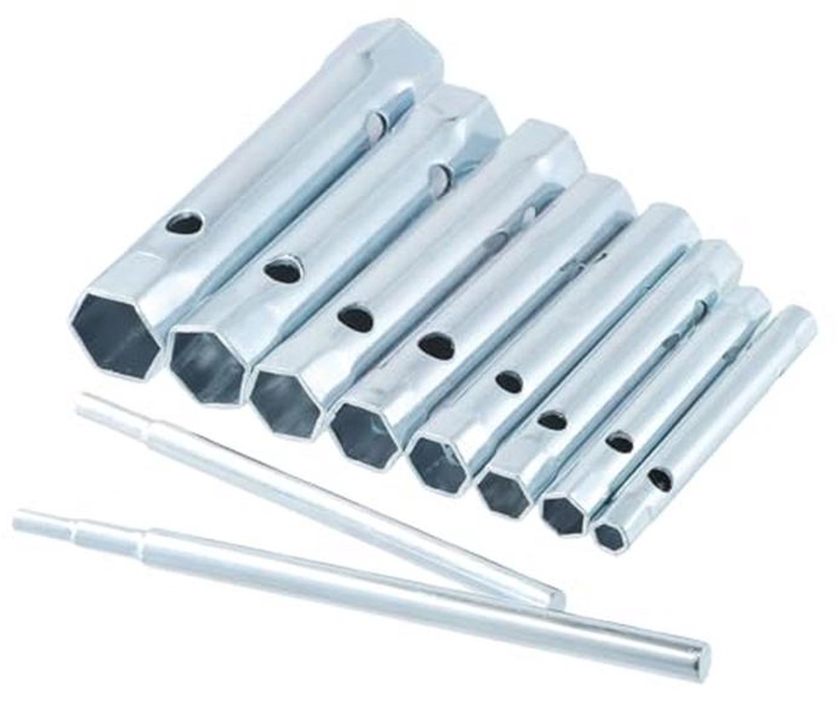 Heavy Duty Box Sleutel Set - 8 delige Buissleutel Set met Dubbele Uiteinden en Tommy Bars