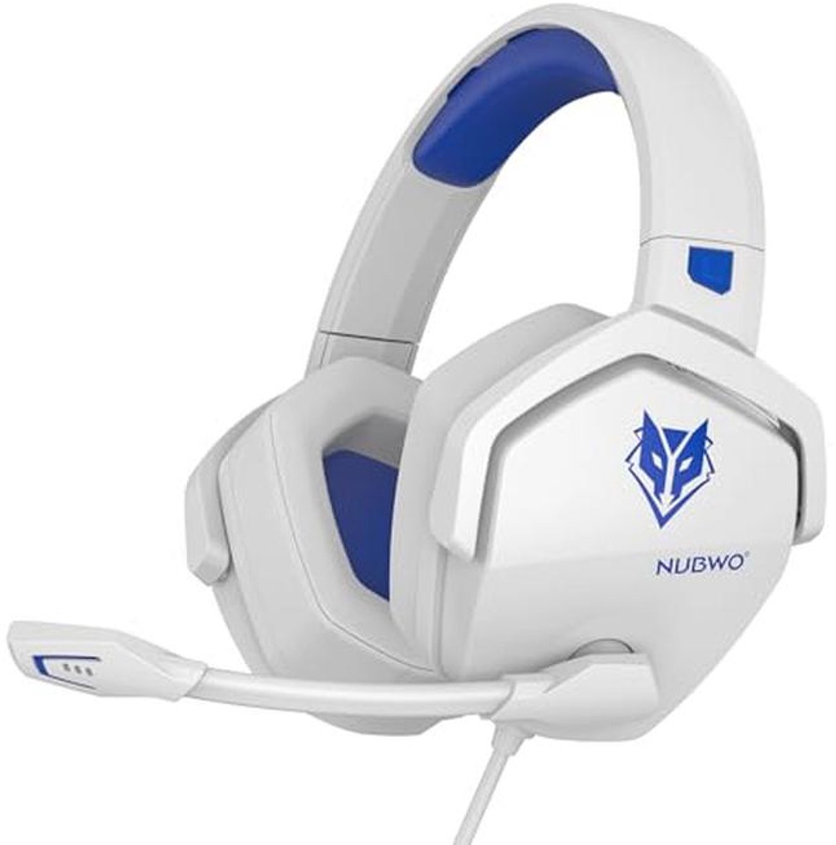 NUBWO N16 Gaming headset, microfoon met ruisonderdrukking, stereogeluid en comfortabel design voor PS5, PS4, Xbox One, NS, PC, laptop en Mac, wit/blauw
