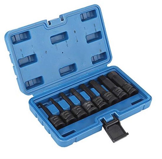 8-delige 1/2 Inch Inbussleutel Bitset H5-H19, Pneumatische Dopsleutel Chroom Molybdeenstaal Dopsleutelset
