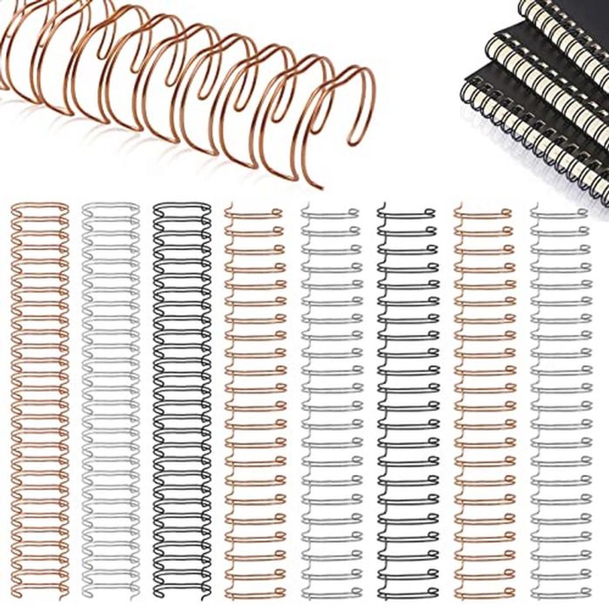 Metalen dubbele lus binddraden - 24 stuks, 2,5 cm diameter, 23 gaten, grote bindkammen voor school en kantoor