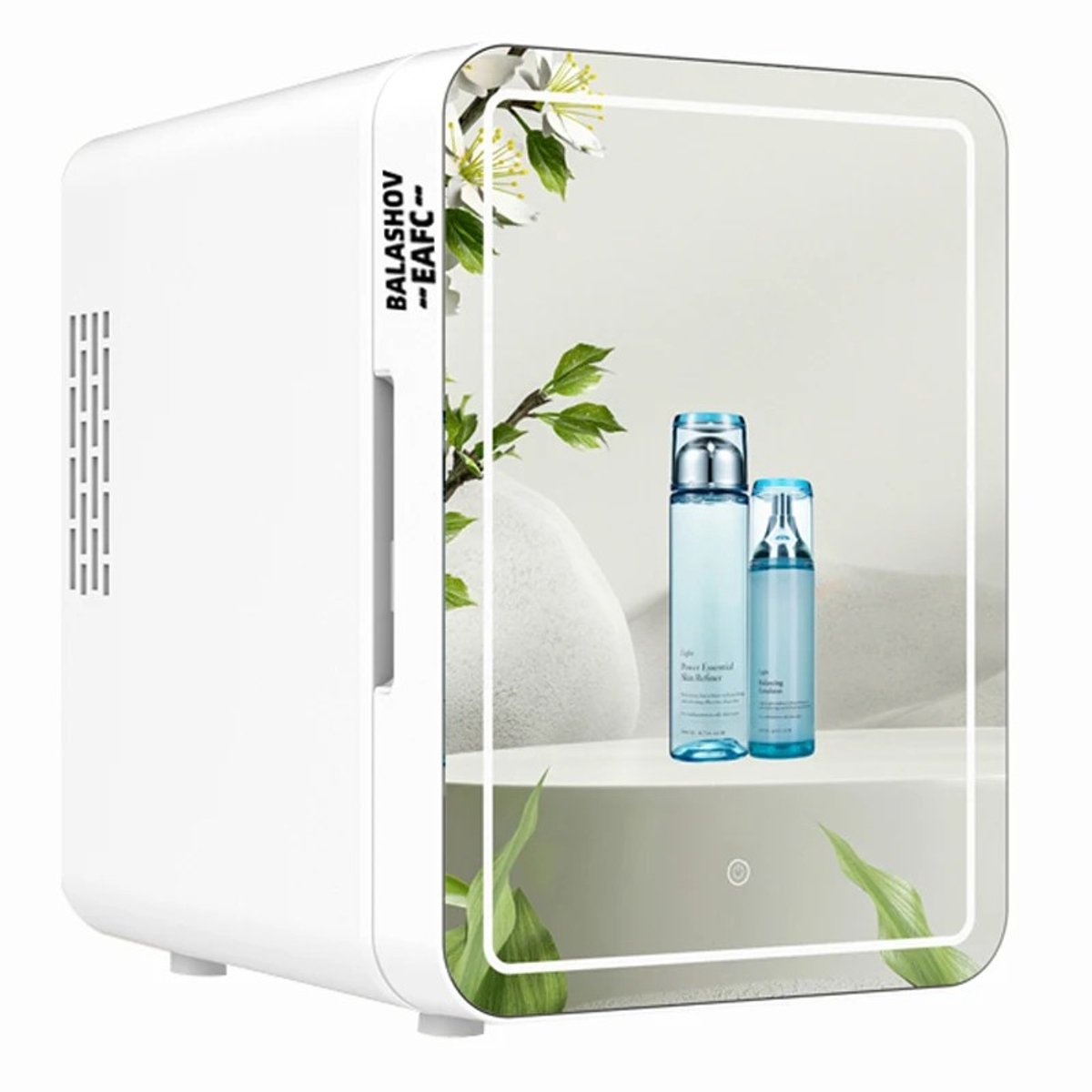Milova Mini koelkast - Make-up koelkast - Koelkast voor onderweg - 4L - Cosmetische opslag - LED spiegel - Draagbare koelkast - Cosmetica koeling - Camping - Tafelmodel