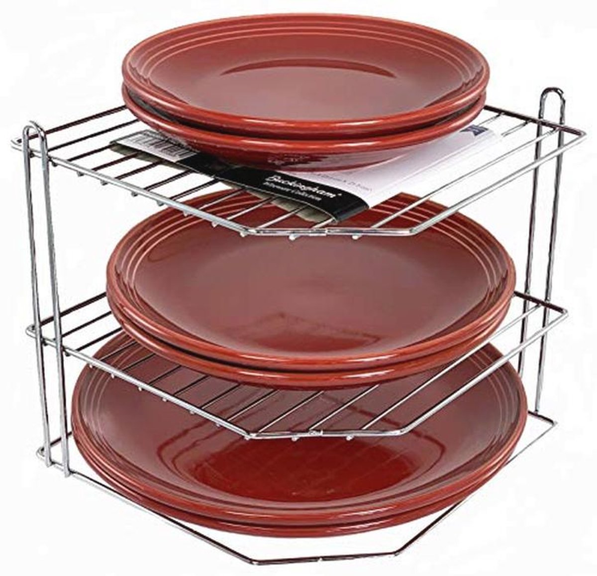 3-laags hoekplaat keukenkast organizer - metaal, chroom, 23 cm