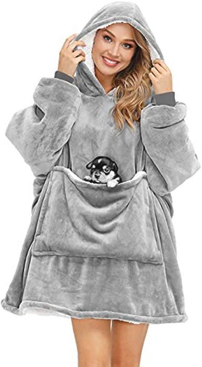 Oversize Deken Hoodie Dames met Capuchon - Comfortabele en Warme Sweatshirt met Grote Voorzak - Ideaal voor Kamperen en Thuisrelaxen