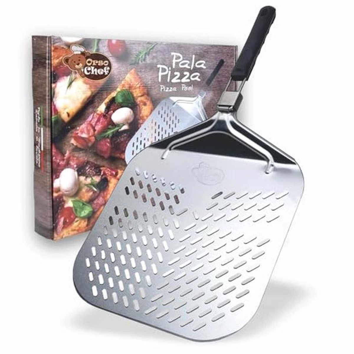 Aluminium Pizzaschep met Inklapbare Handgreep - Professioneel Bakken voor Huisoven en Pizzeria