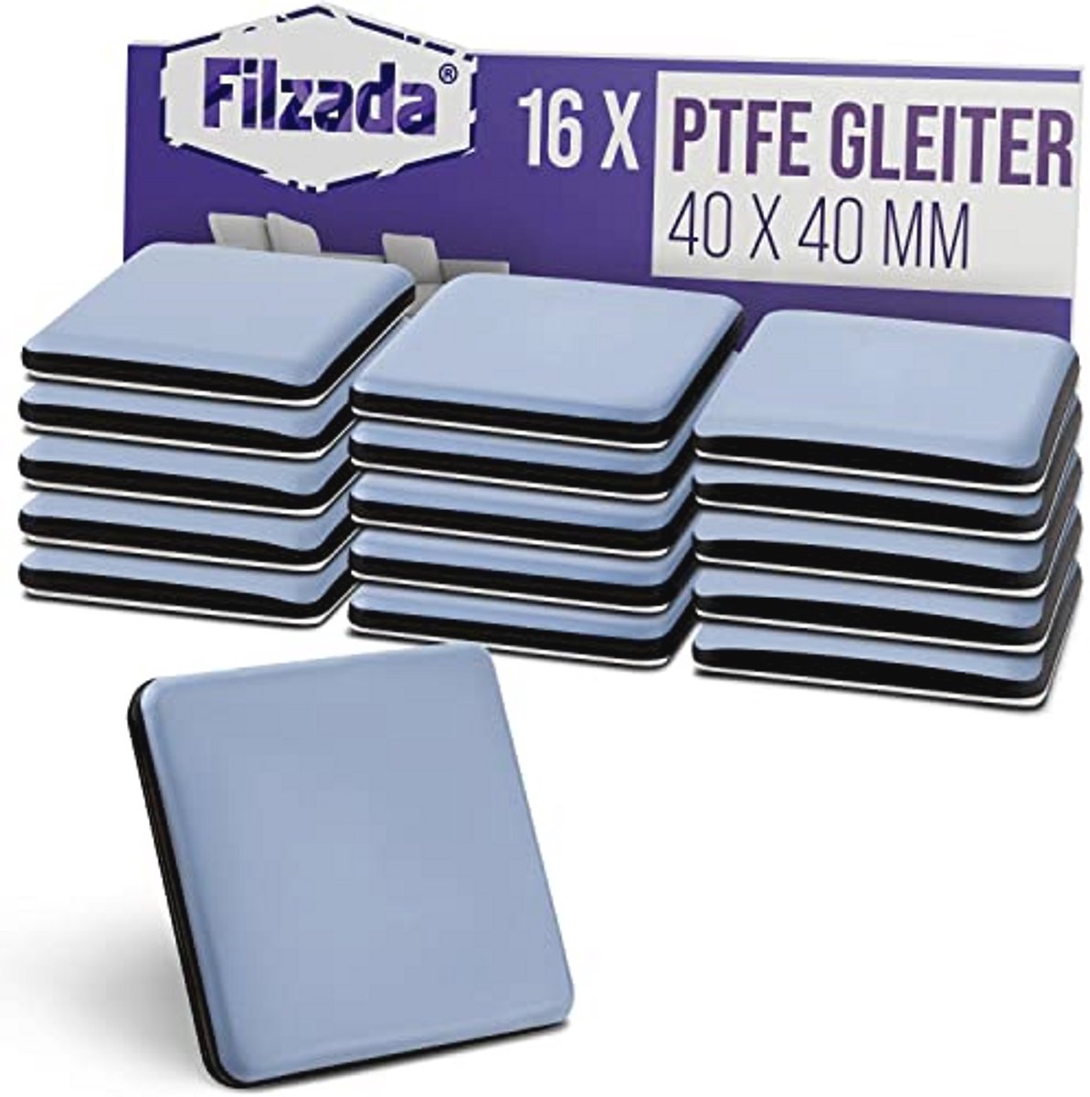 16x Teflon Glijders - Zelfklevende Meubel- en Vloerglijders - 40x40 mm