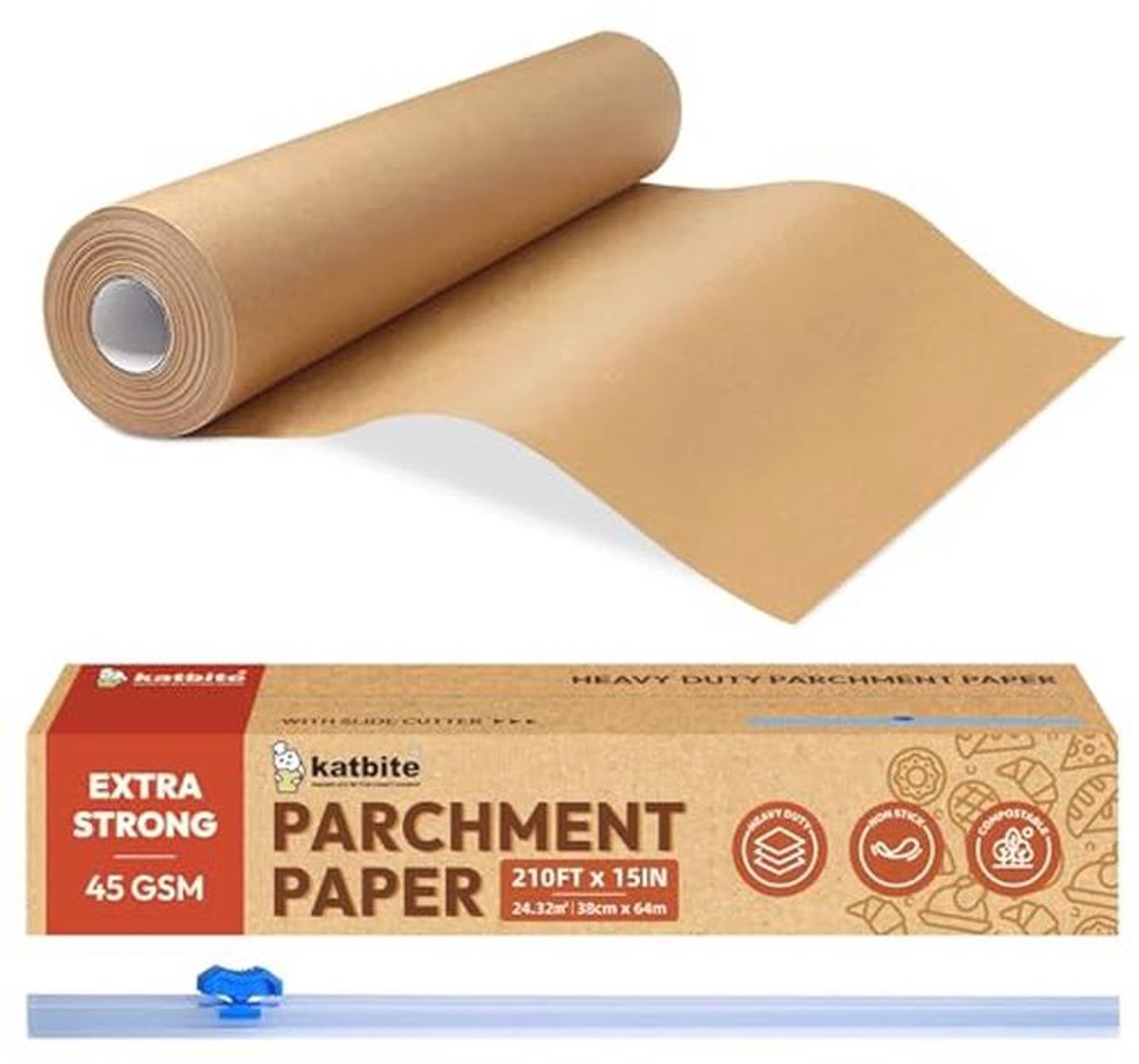 Bakpapierrol 38 cm x 64 m - Antiaanbaklaag voor Oven, Koken en Vriezer