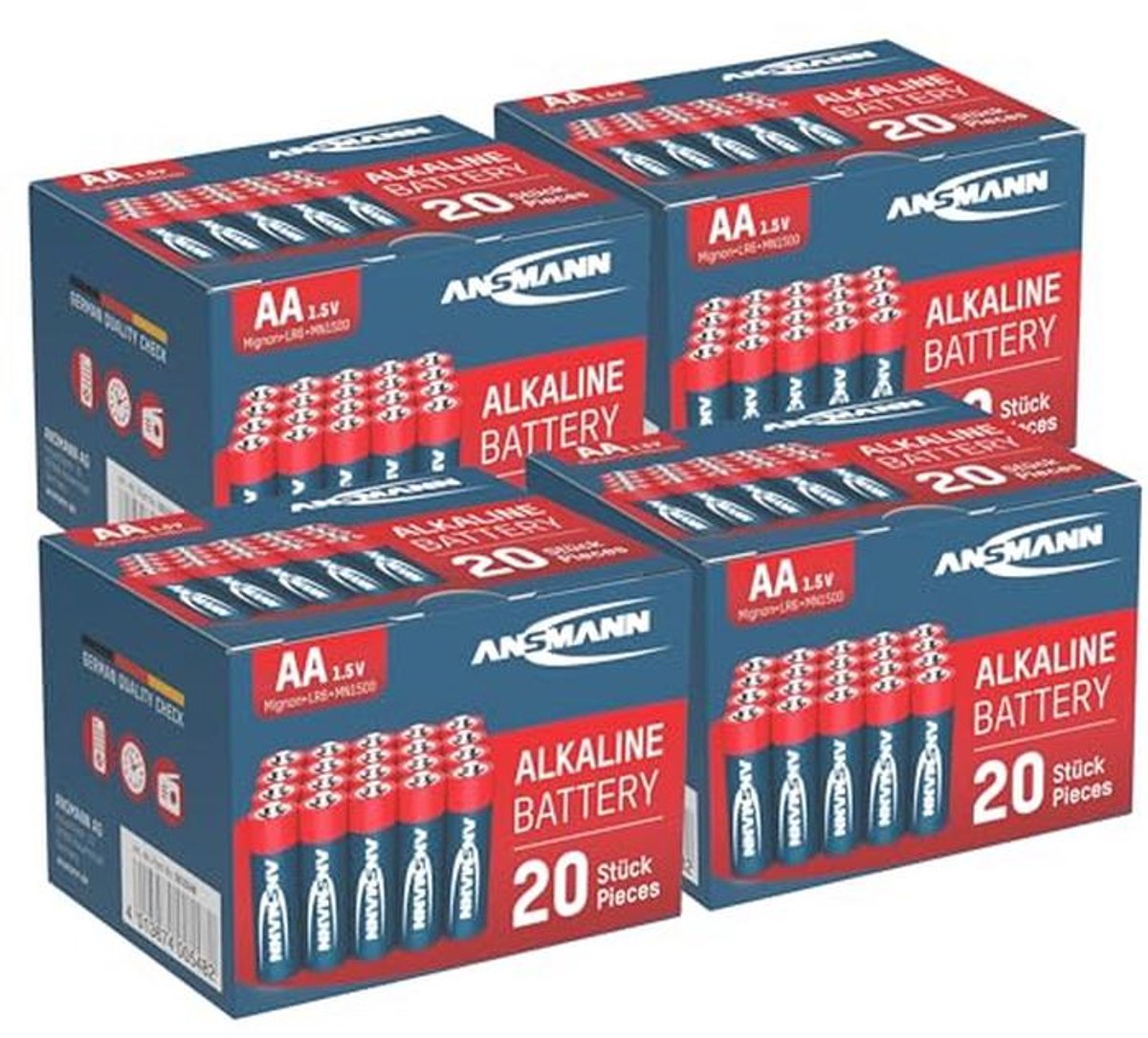 Alkaline batterij Mignon AA / LR06 1,5 V - Voordeelpakket voor dagelijks gebruik, 80 stuks