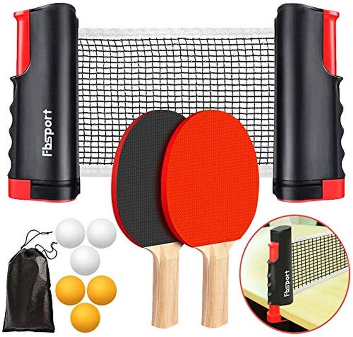 Tafeltennisset met Net, Rackets, Ballen en Tas - Compleet Set voor Tafelpingpong