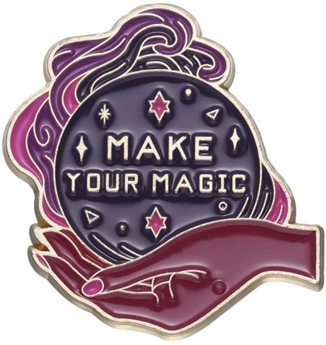 Magische Emaille Pin met Paarse Kristallen Bal - Badge & Broche voor Rugzak Accessoires