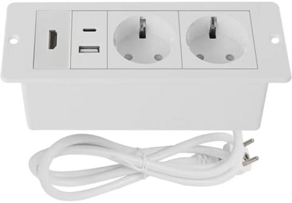 Verzonken Tafelblad Stopcontact met 1,5 m Kabel en USB-aansluiting - Inbouwstekkerdoos voor Tafel