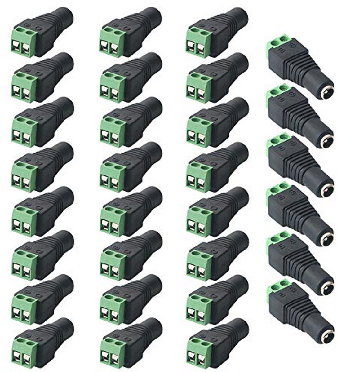 Set van 30 DC-connectoren 5,5 x 2,1 mm - 2-pins - Geschikt voor videobewaking en LED-strips