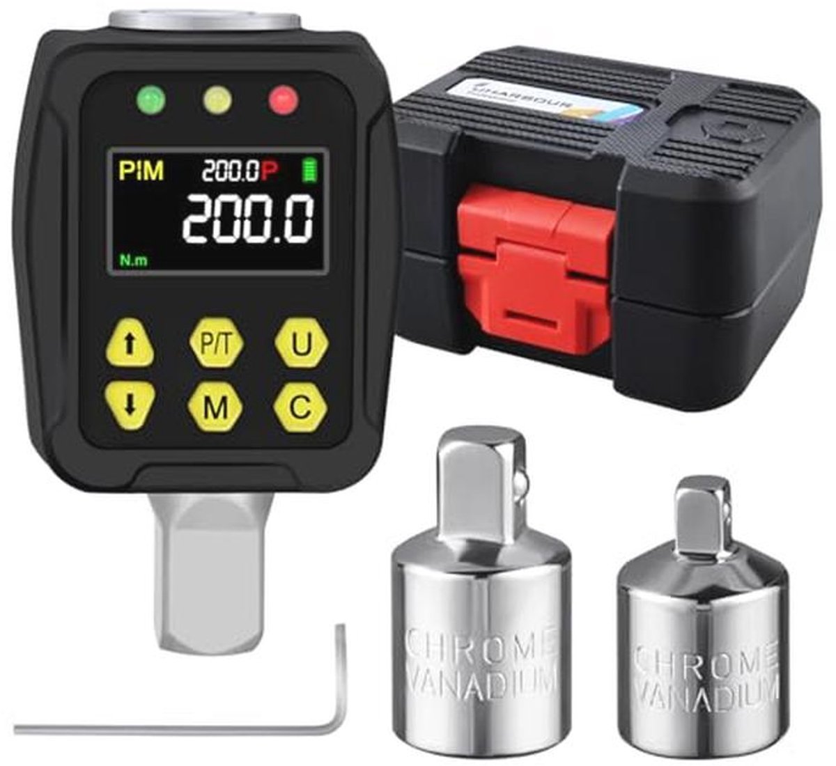 Digitale Momentsleutel Adapter 1/2 inch 10-200 Nm - Nauwkeurige Koppelmeting voor Auto's en Fietsen