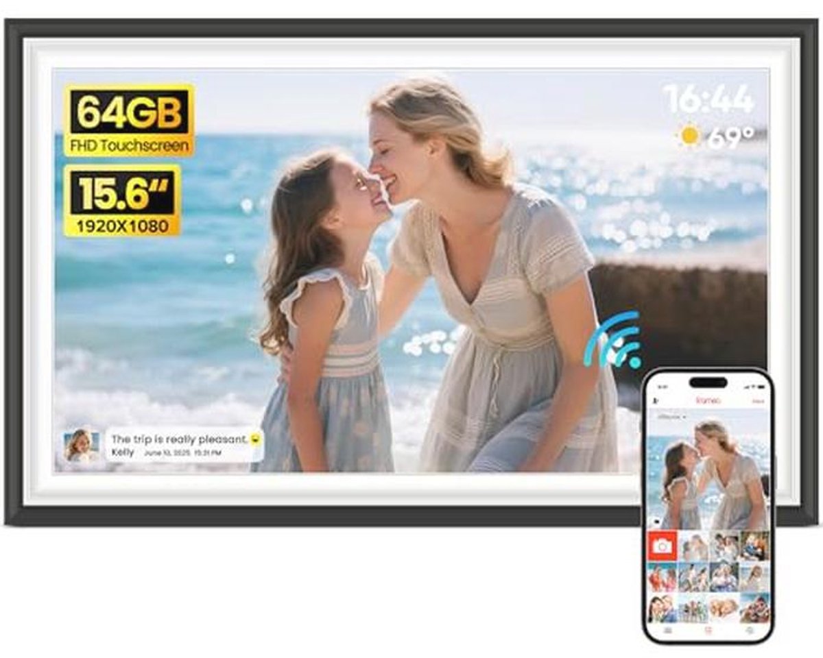 Digitale Fotolijst 15,6 Inch met WiFi en 64 GB Geheugen
