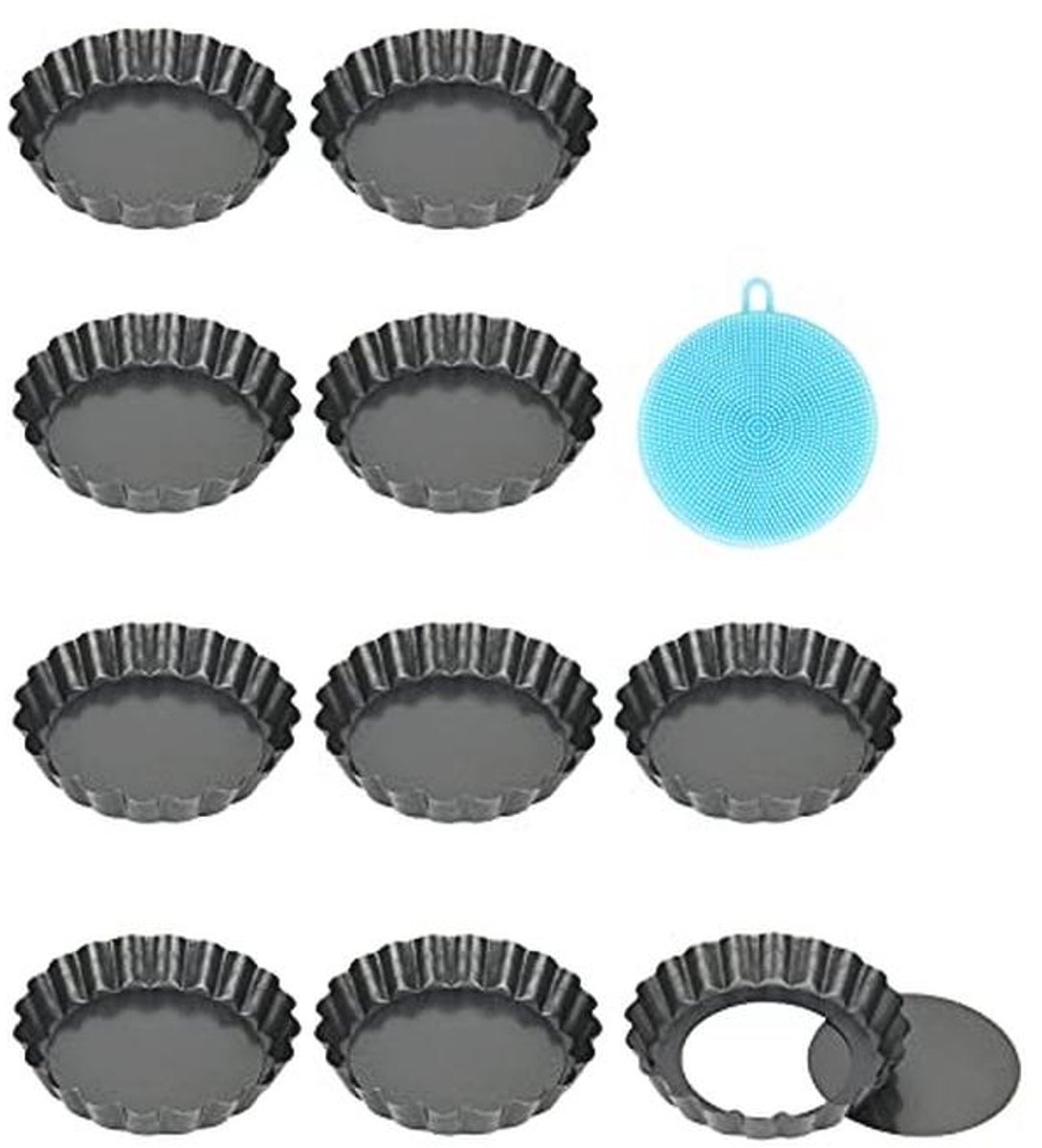 Tartelette vormpjes met hefbodem - 10 stuks, anti-aanbaklaag, 10 cm