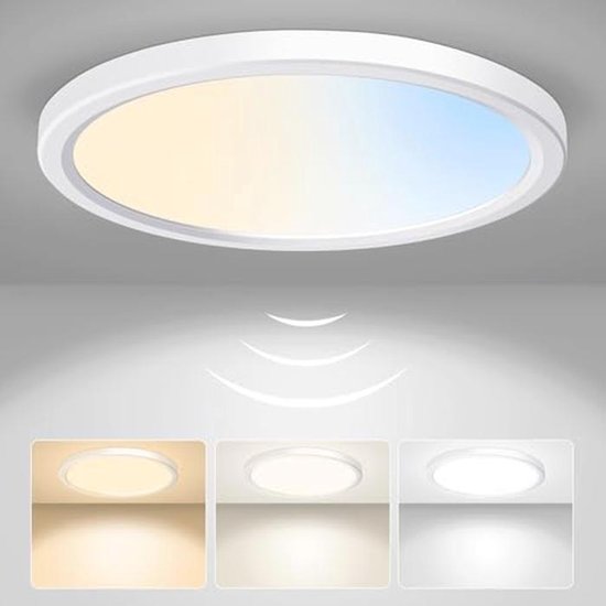 CGSGDK Plafondlamp Led Dimbaar Met Afstandsbediening, Plafondlamp Paneel Rond 24W 2400LM IP44 2